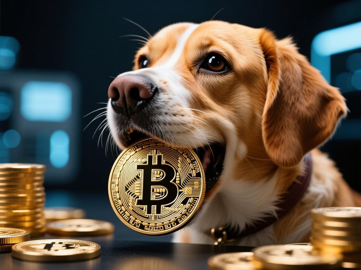 狗狗币吞比特币照片图片,一场数字货币的视觉寓言